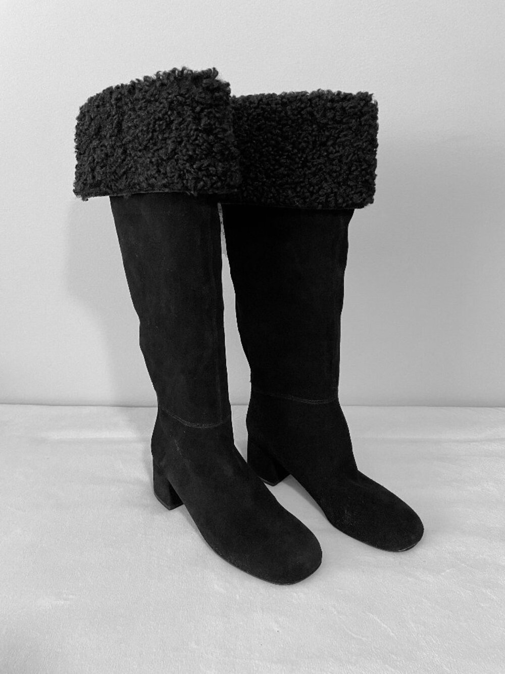 Zara Tall Black Suede Leather boots